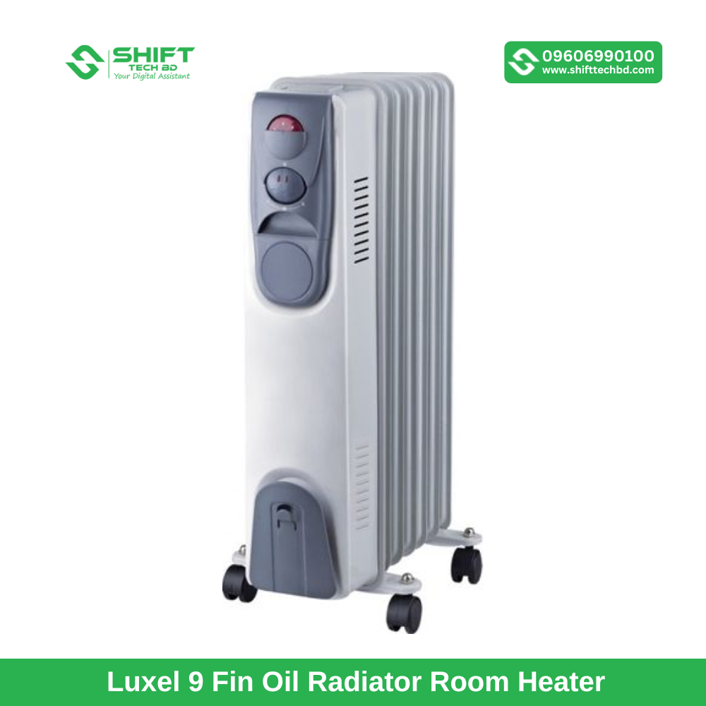 Luxel 9 fin oil filled radiator room heater on wheels