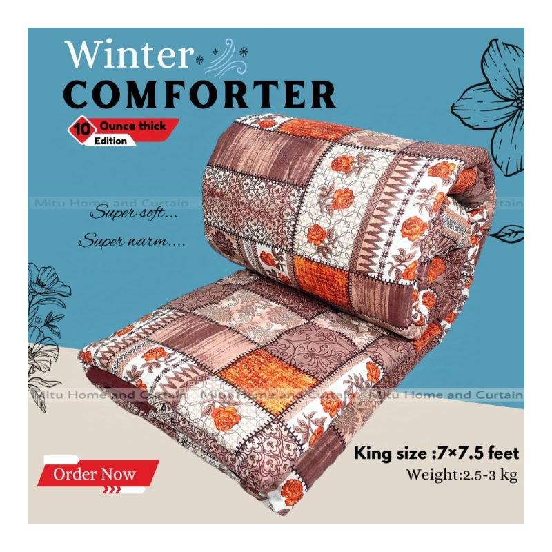 King size cotton comforter with cube stitching