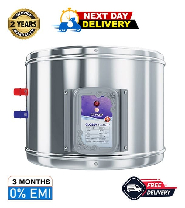 RFL Glossy 30 litre stainless steel electric geyser